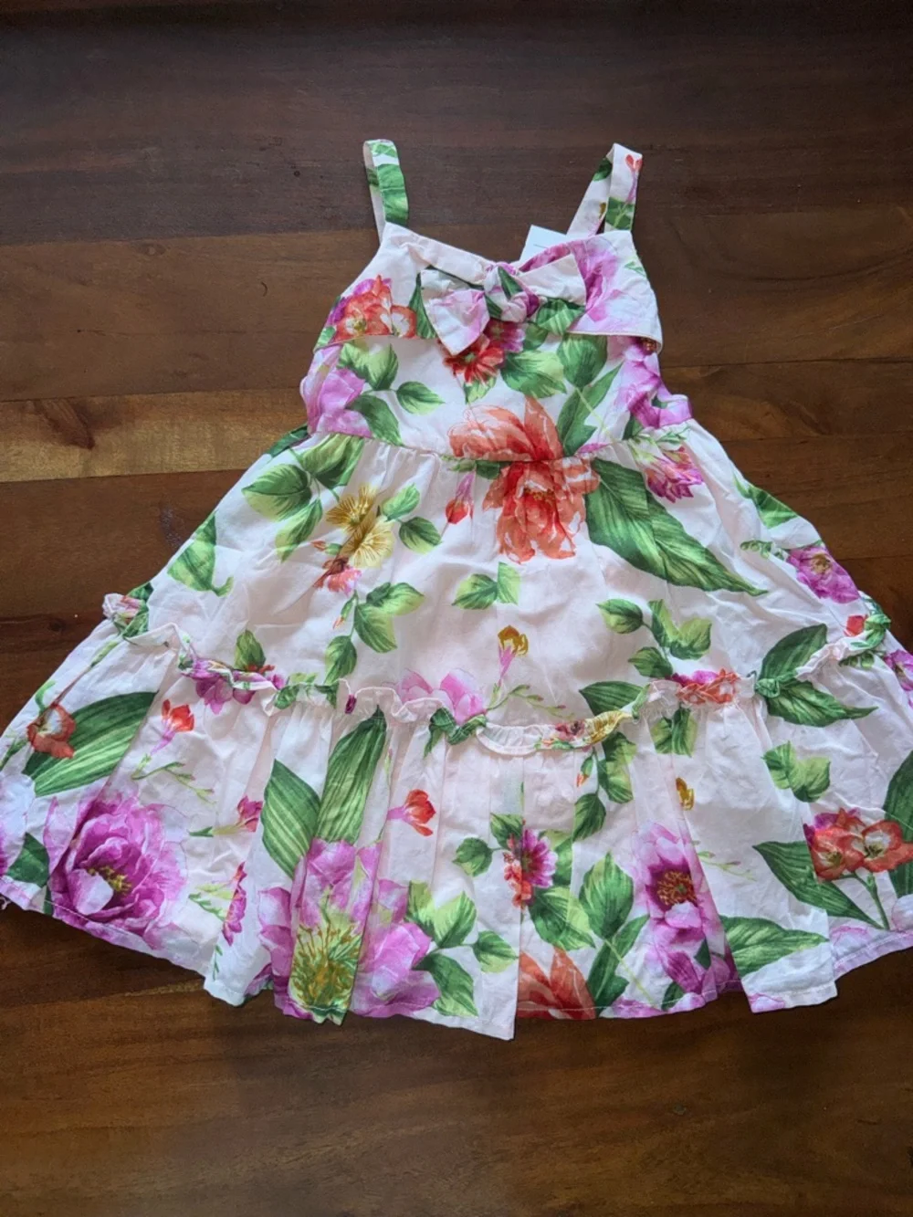 Janie and‎ Jack White Floral Sundress with Pink & Green